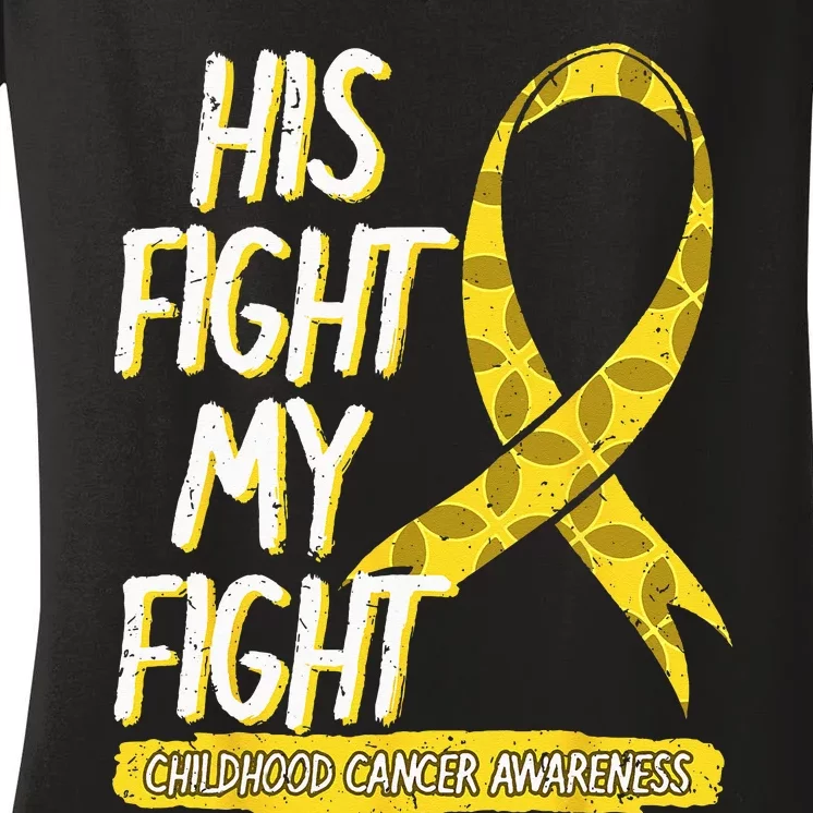 Childhood Cancer Pediatricians Ribbon Parents Mom Dad Gift Women's V-Neck T-Shirt