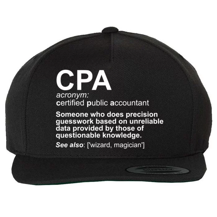 CPA Certified Public Gift Accountant Definition Funny Gift Wool Snapback Cap