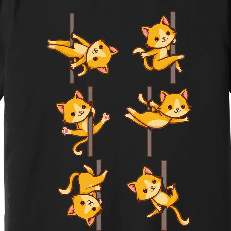 Cute Cats Pole Dancing Funny Pole Dancer Premium T-Shirt