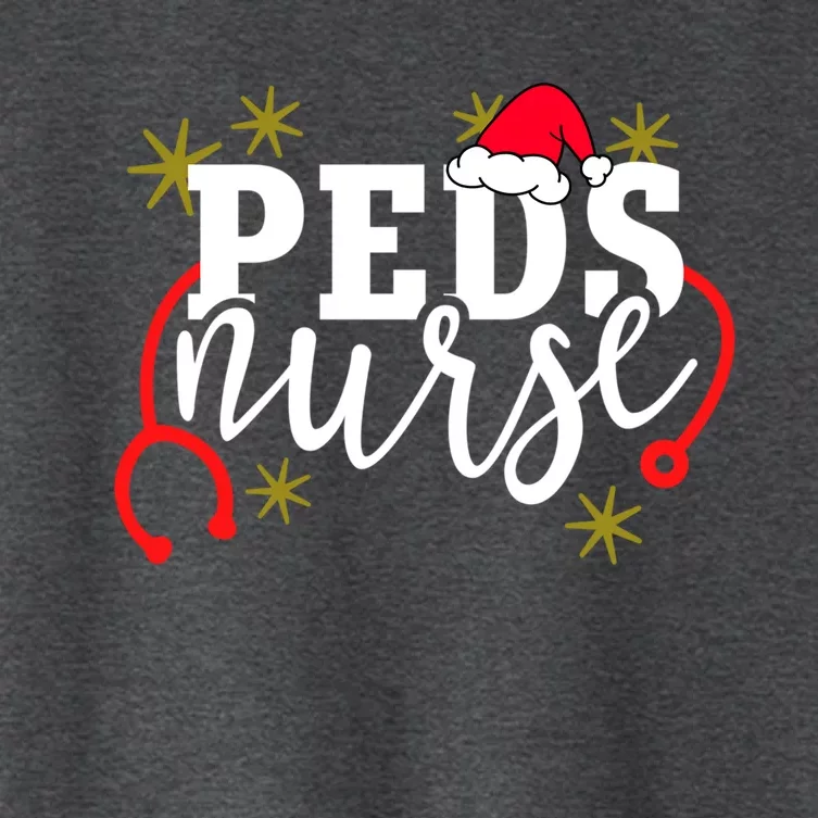 Cute Christmas Peds Nurse Santa Hat Holiday Pediatric Rn Gift Women's Crop Top Tee