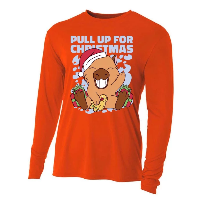 Christmas Capybara Pull Up Cooling Performance Long Sleeve Crew