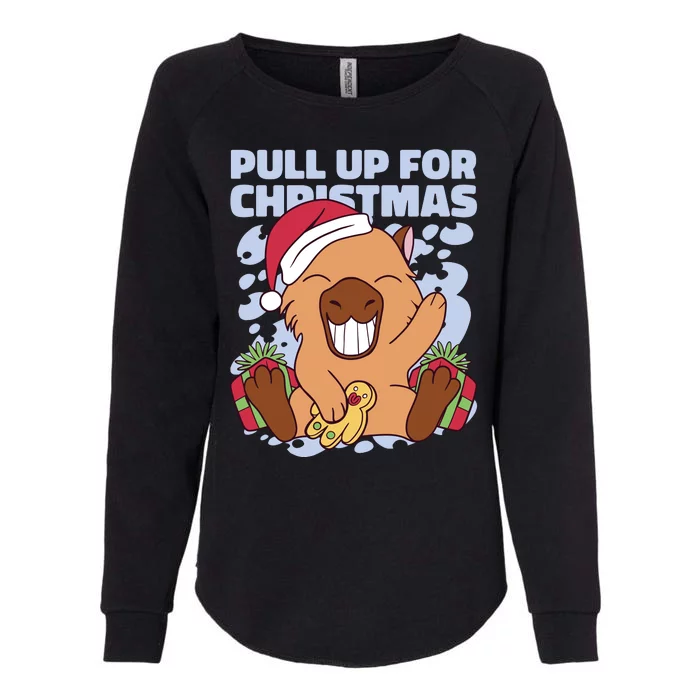 Christmas Capybara Pull Up Womens California Wash Sweatshirt