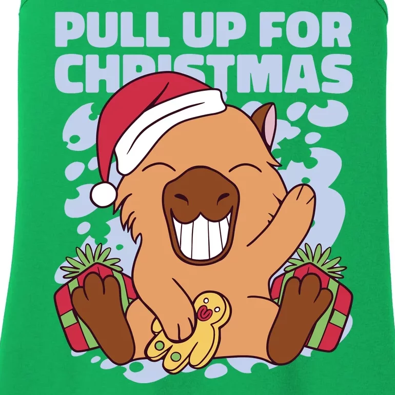 Christmas Capybara Pull Up Ladies Essential Tank