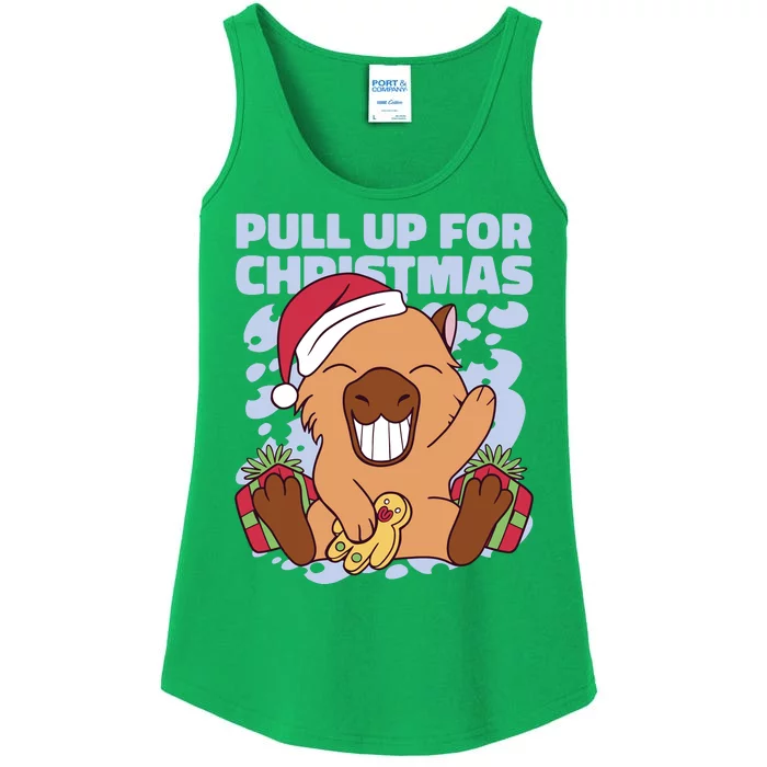 Christmas Capybara Pull Up Ladies Essential Tank