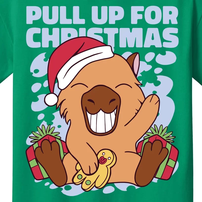 Christmas Capybara Pull Up Kids T-Shirt