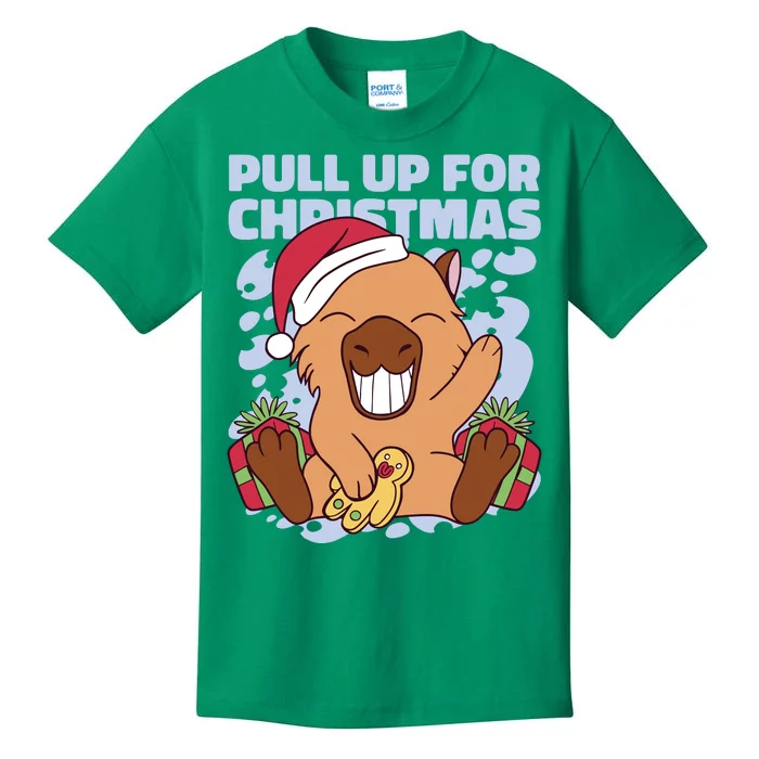 Christmas Capybara Pull Up Kids T-Shirt