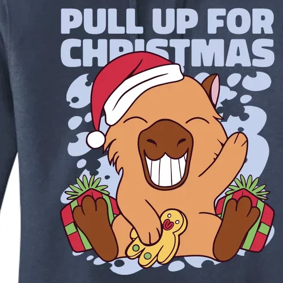 Christmas Capybara Pull Up Women's Pullover Hoodie