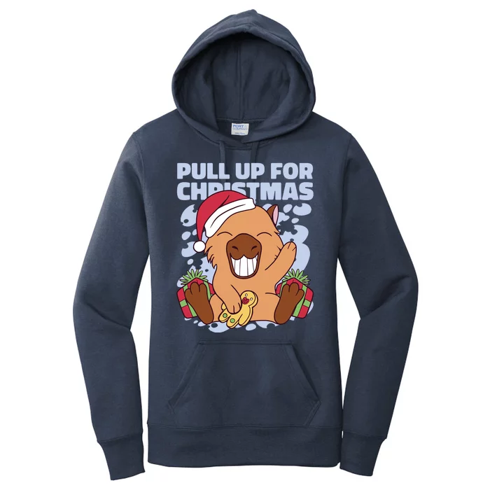 Christmas Capybara Pull Up Women's Pullover Hoodie