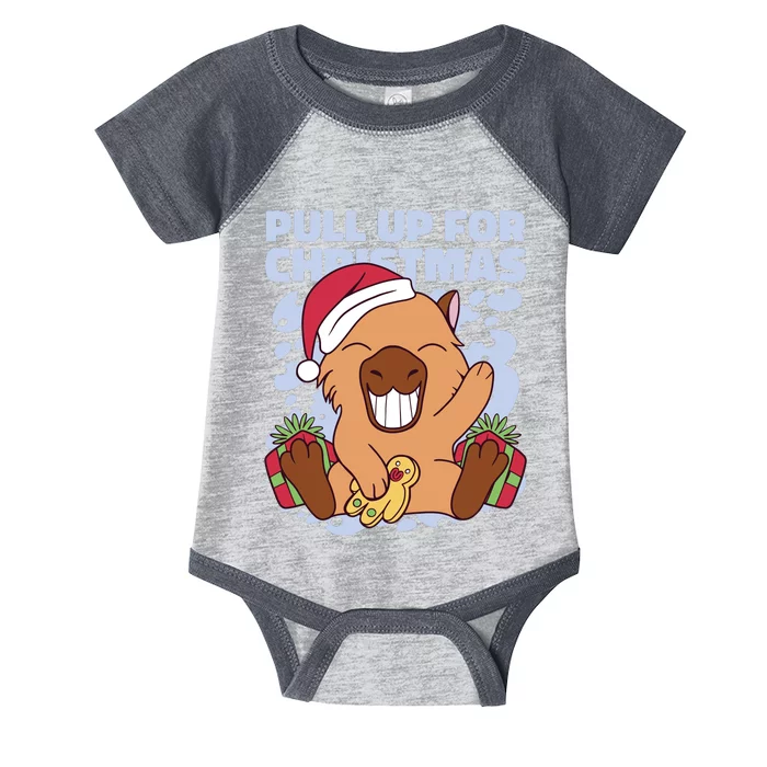 Christmas Capybara Pull Up Infant Baby Jersey Bodysuit