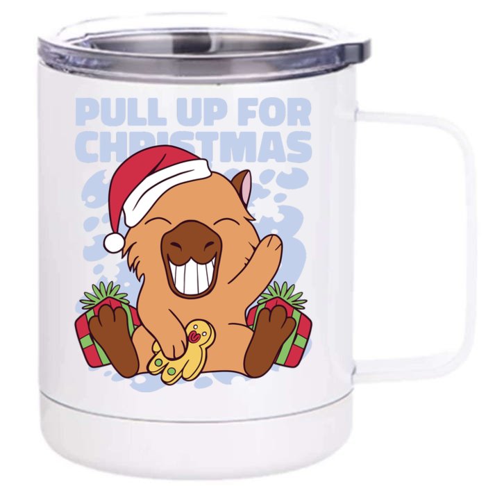 Christmas Capybara Pull Up Front & Back 12oz Stainless Steel Tumbler Cup