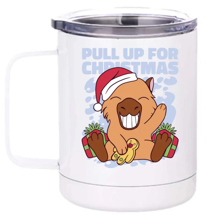 Christmas Capybara Pull Up Front & Back 12oz Stainless Steel Tumbler Cup