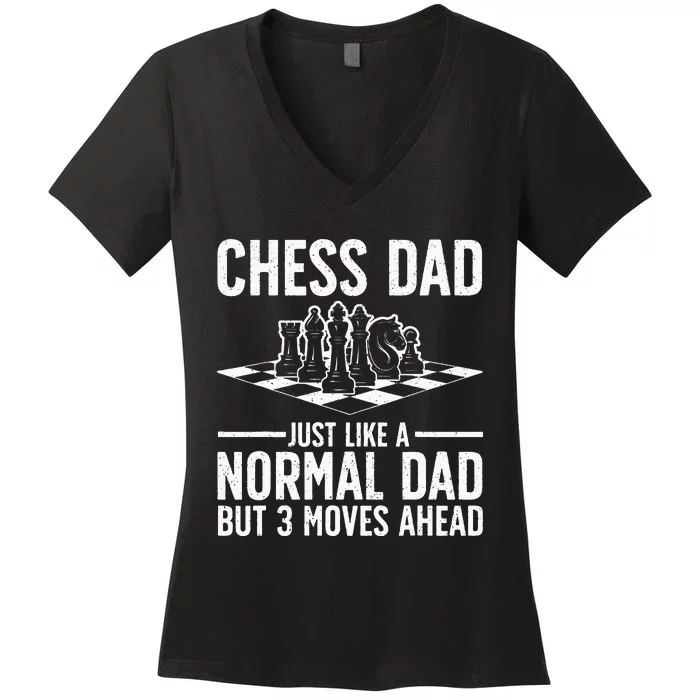 Cool Chess Player Art For Men Dad Knight Chess Lovers Pieces Women's V-Neck T-Shirt