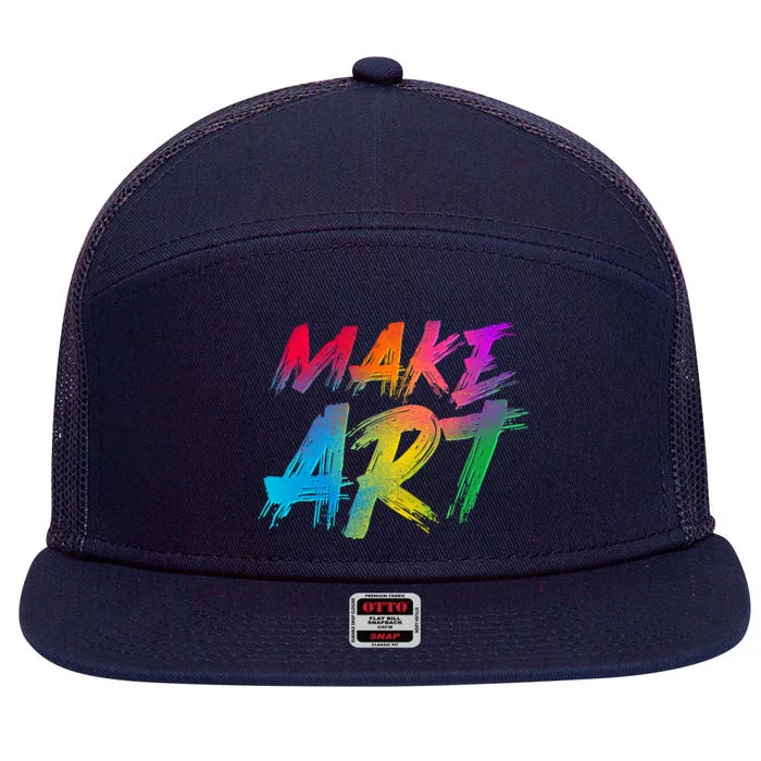 Cool Colorful Painted Make Art 7 Panel Mesh Trucker Snapback Hat