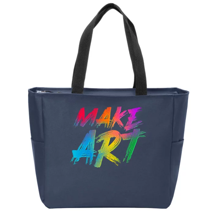 Cool Colorful Painted Make Art Zip Tote Bag