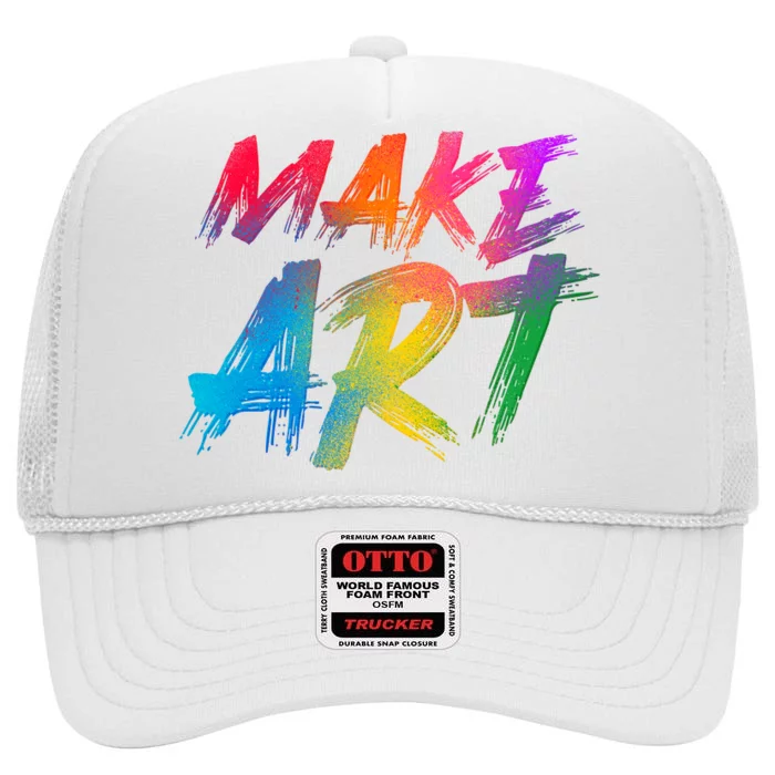 Cool Colorful Painted Make Art High Crown Mesh Trucker Hat