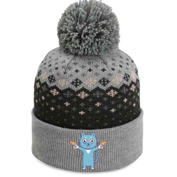 Crazy Cat Pew Pew Funny The Baniff Cuffed Pom Beanie