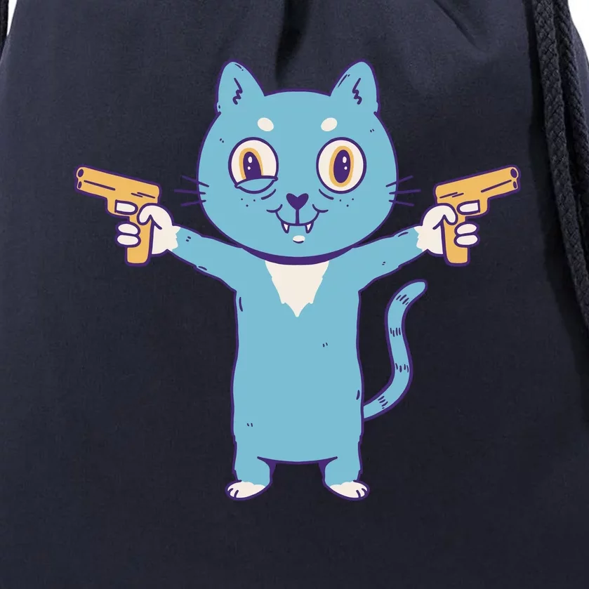 Crazy Cat Pew Pew Funny Drawstring Bag