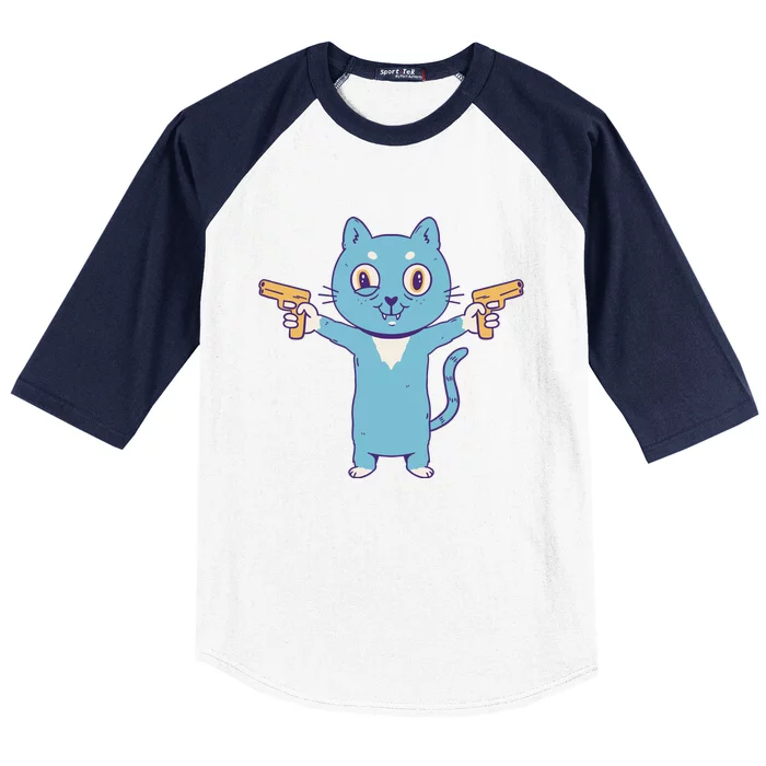 Crazy Cat Pew Pew Funny Baseball Sleeve Shirt