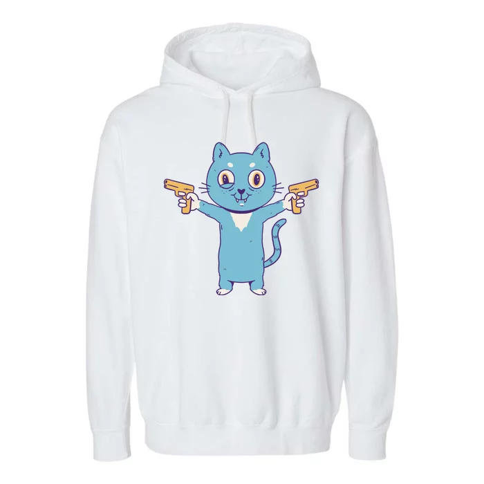 Crazy Cat Pew Pew Funny Garment-Dyed Fleece Hoodie