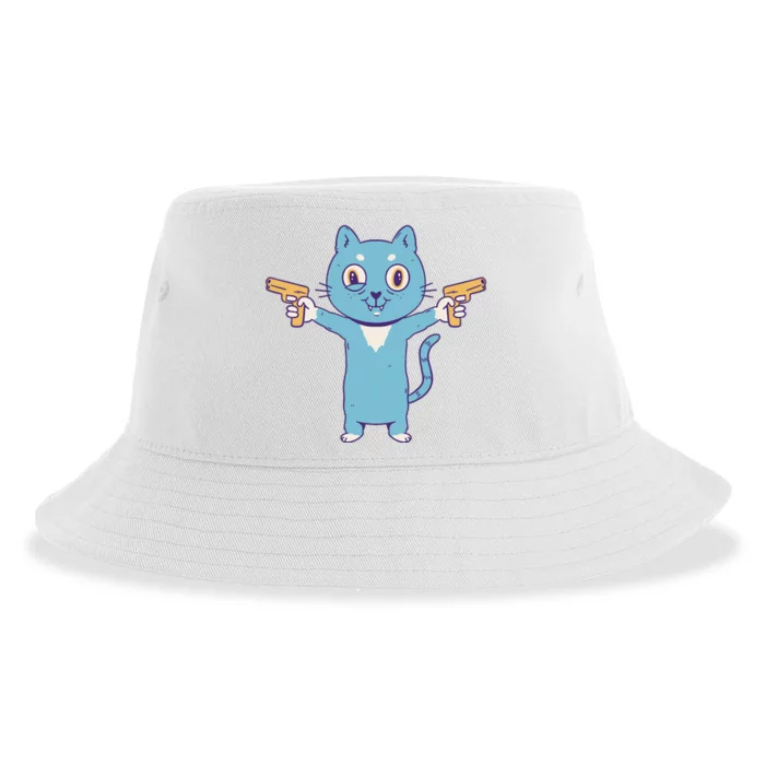 Crazy Cat Pew Pew Funny Sustainable Bucket Hat