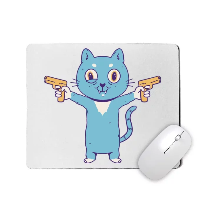 Crazy Cat Pew Pew Funny Mousepad