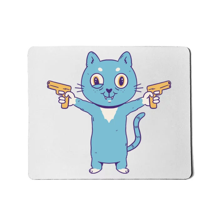 Crazy Cat Pew Pew Funny Mousepad