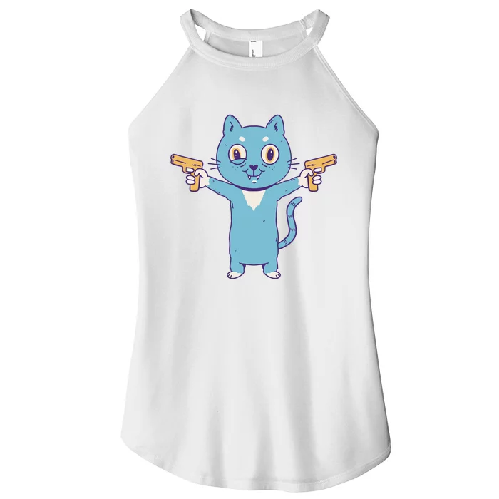 Crazy Cat Pew Pew Funny Women’s Perfect Tri Rocker Tank