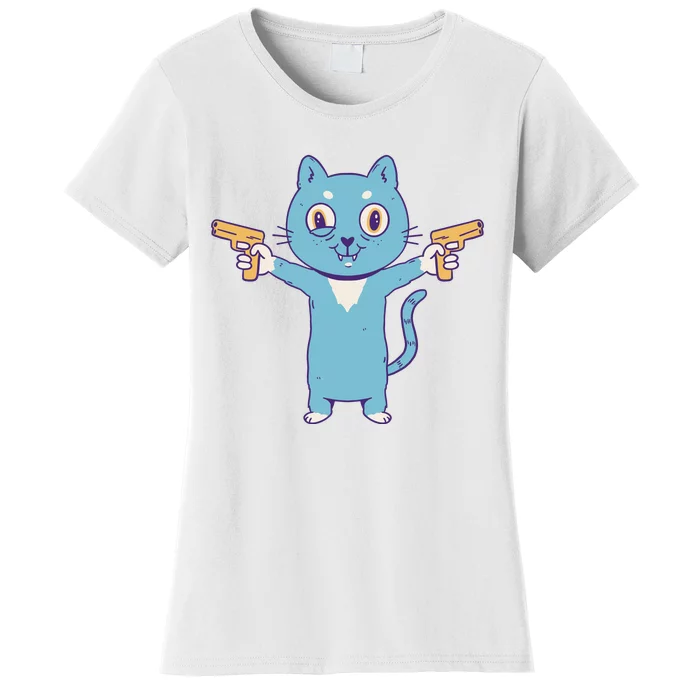 Crazy Cat Pew Pew Funny Women's T-Shirt