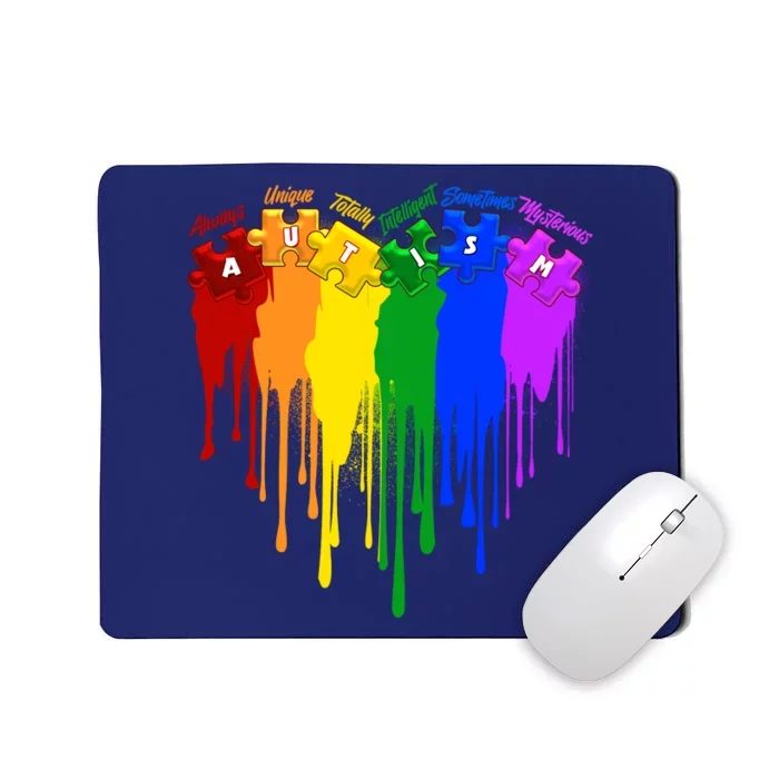 Cute Colorful Painted Autism Puzzle Pieces Heart Mousepad