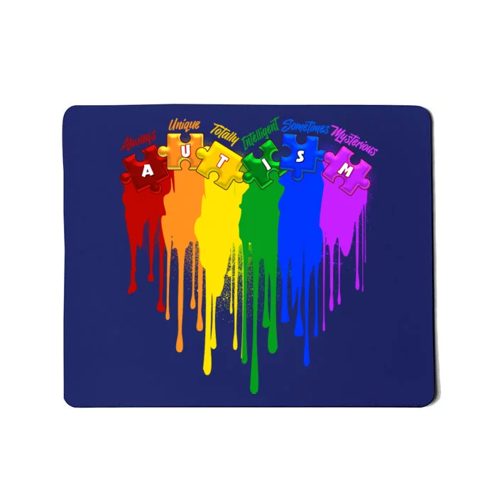 Cute Colorful Painted Autism Puzzle Pieces Heart Mousepad