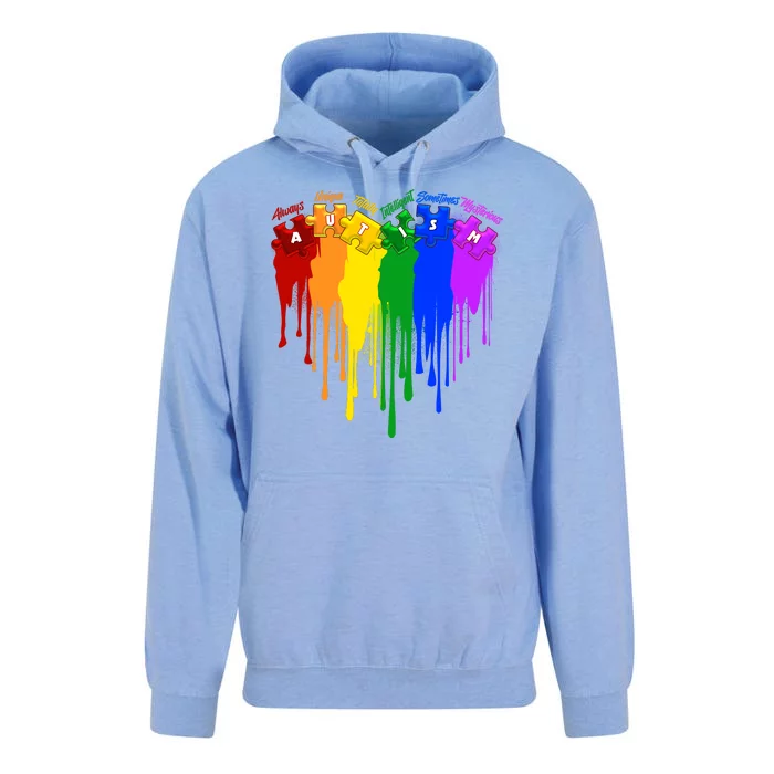 Cute Colorful Painted Autism Puzzle Pieces Heart Unisex Surf Hoodie