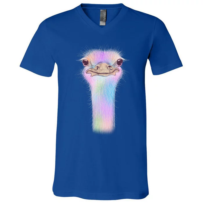 Cute Colorful Pastel Ostrich V-Neck T-Shirt