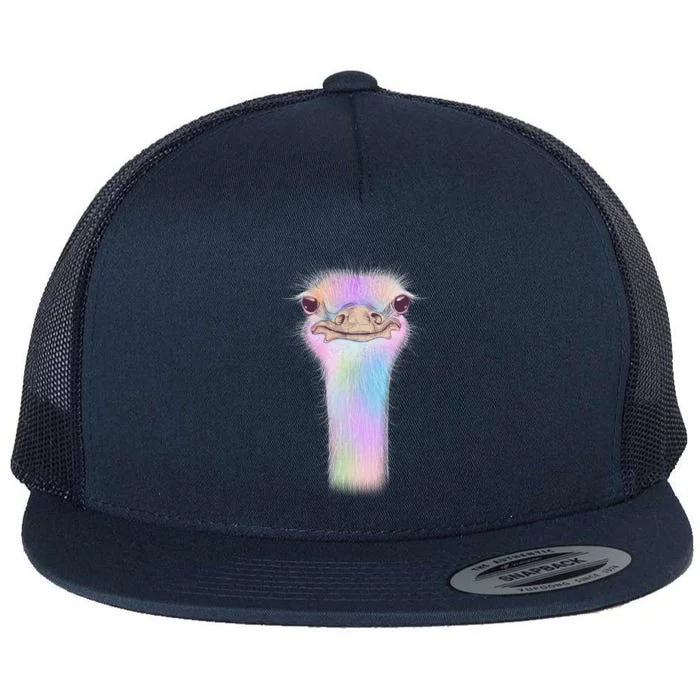Cute Colorful Pastel Ostrich Flat Bill Trucker Hat