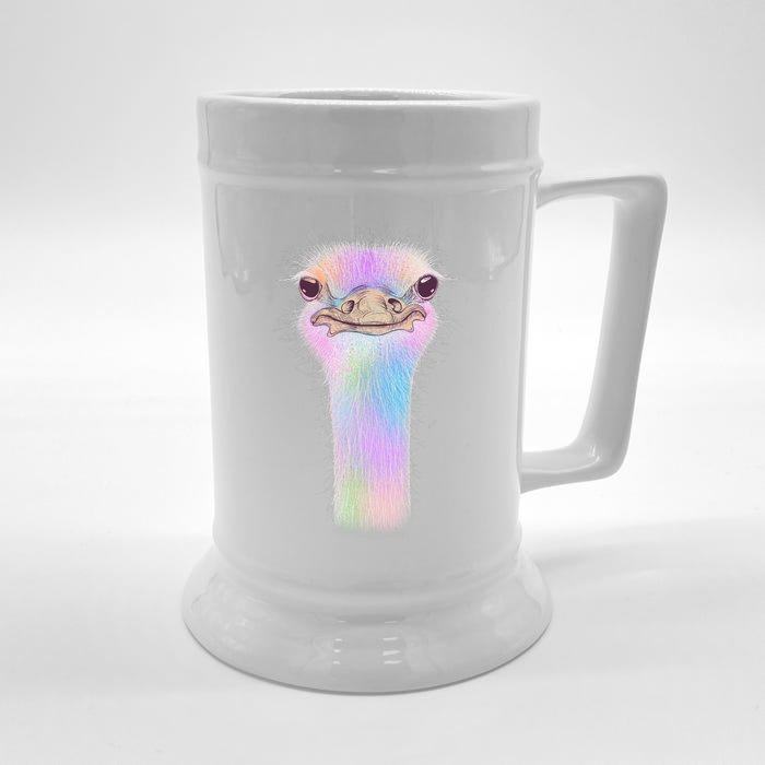 Cute Colorful Pastel Ostrich Front & Back Beer Stein