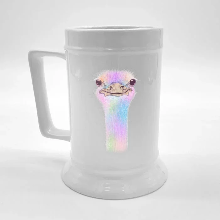 Cute Colorful Pastel Ostrich Front & Back Beer Stein