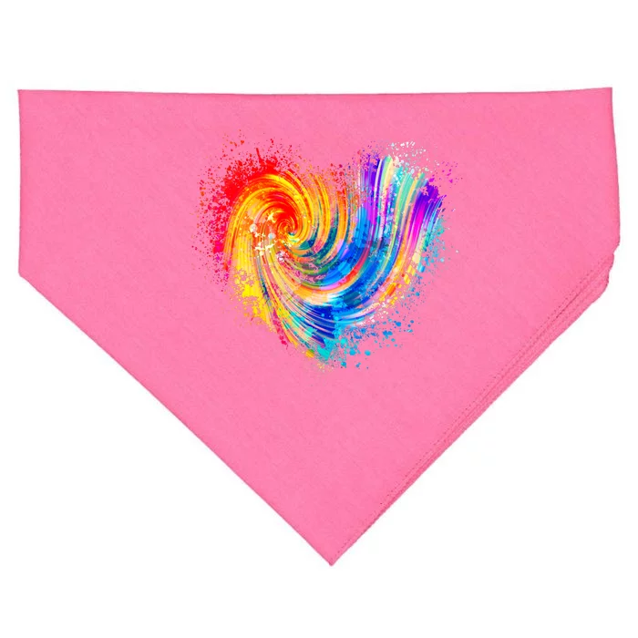 Cool Colorful Paint Swirl Splatter Heart USA-Made Doggie Bandana