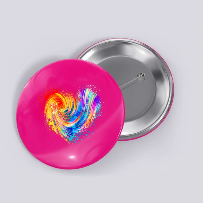 Cool Colorful Paint Swirl Splatter Heart Button