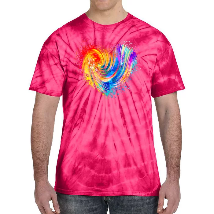 Cool Colorful Paint Swirl Splatter Heart Tie-Dye T-Shirt