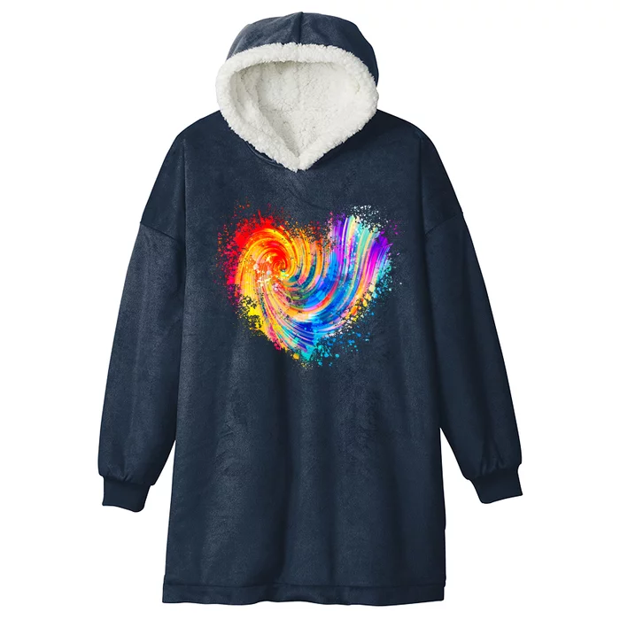 Cool Colorful Paint Swirl Splatter Heart Hooded Wearable Blanket