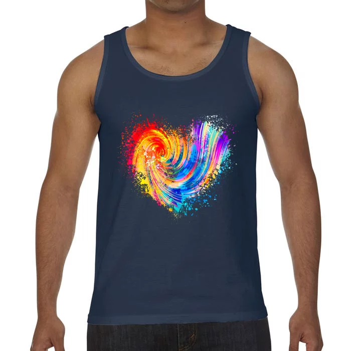 Cool Colorful Paint Swirl Splatter Heart Comfort Colors® Tank Top