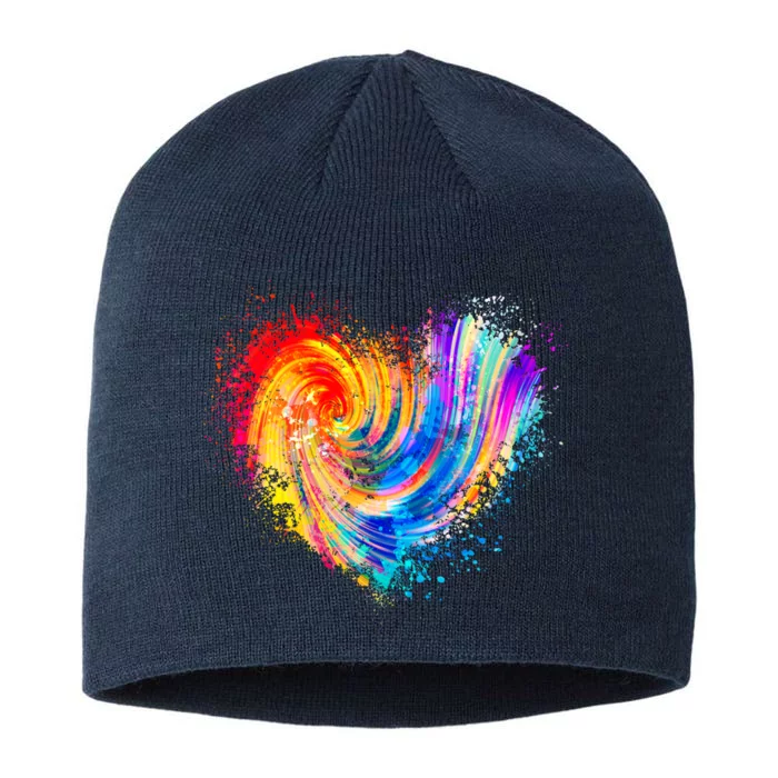 Cool Colorful Paint Swirl Splatter Heart 8 1/2in Sustainable Knit Beanie