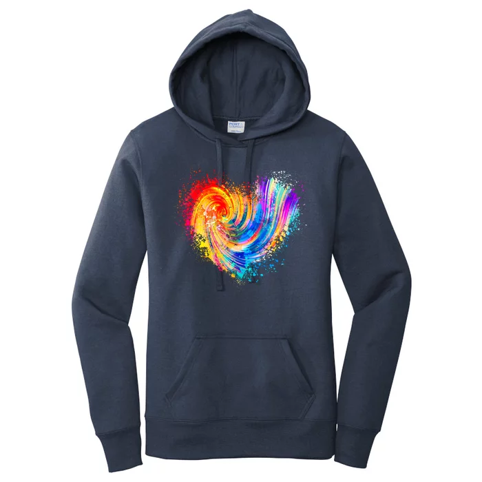 Cool Colorful Paint Swirl Splatter Heart Women's Pullover Hoodie