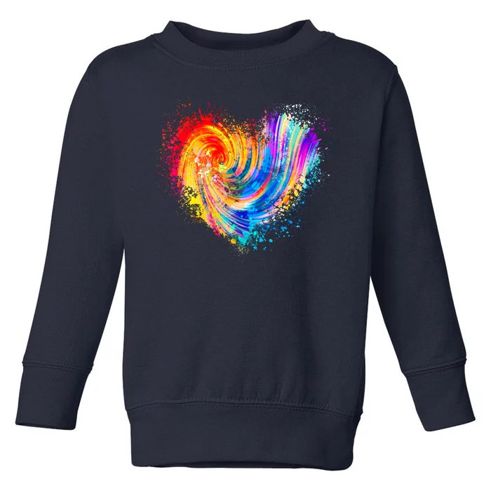 Cool Colorful Paint Swirl Splatter Heart Toddler Sweatshirt