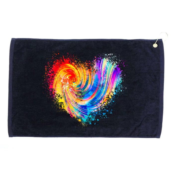 Cool Colorful Paint Swirl Splatter Heart Grommeted Golf Towel