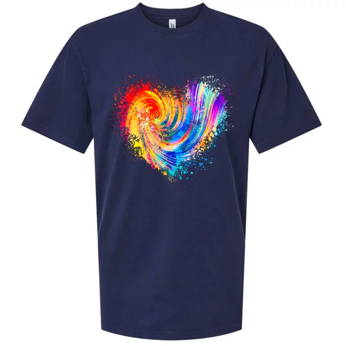 Cool Colorful Paint Swirl Splatter Heart Sueded Cloud Jersey T-Shirt