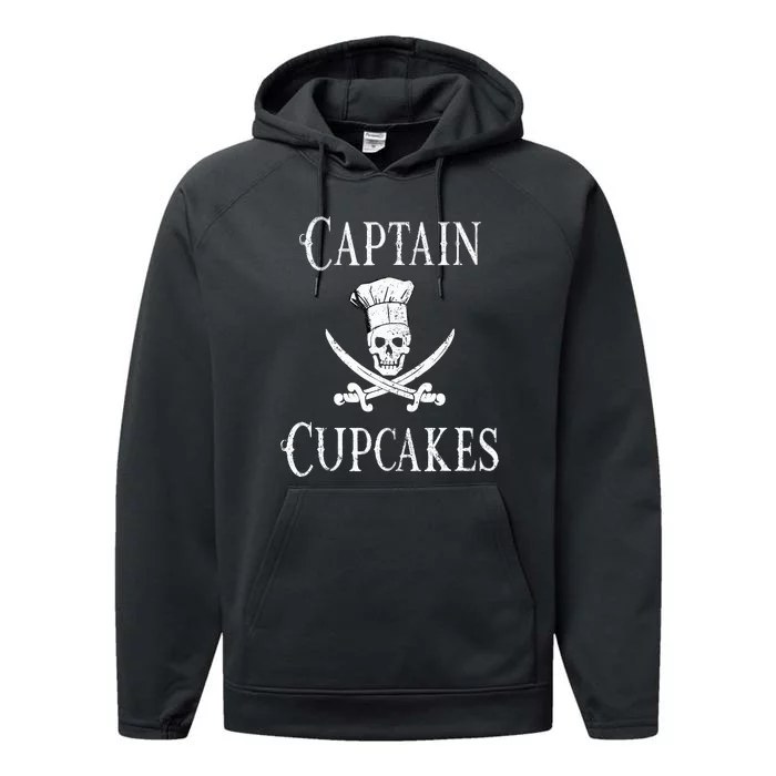 Captain Cupcakes Pirate Culinary Cupcake Lover Gift Performance Fleece Hoodie