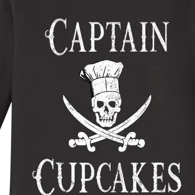 Captain Cupcakes Pirate Culinary Cupcake Lover Gift Baby Long Sleeve Bodysuit