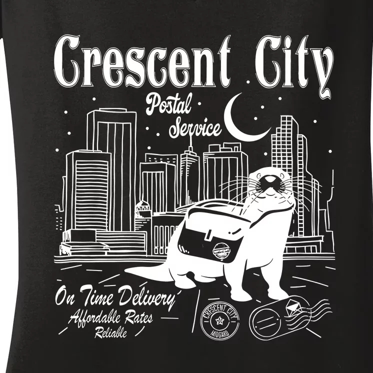 Crescent City Postal Service Messenger Otter Crescent City Women's V-Neck T-Shirt