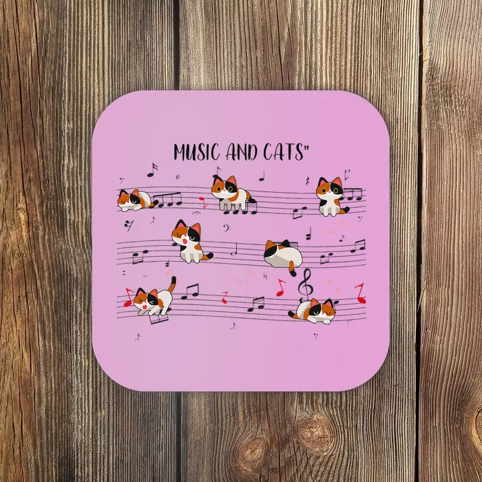 Calico Cat Playing Music Note Cat Gifts For Cat Dad Cat Mom Coaster