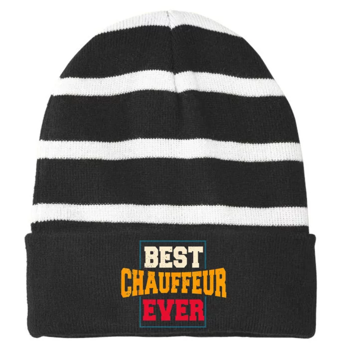 Chauffeur Carpooler Professional Driver Private Limousine Striped Beanie with Solid Band